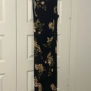 Black Floral Maxi Dress with Cream Roses